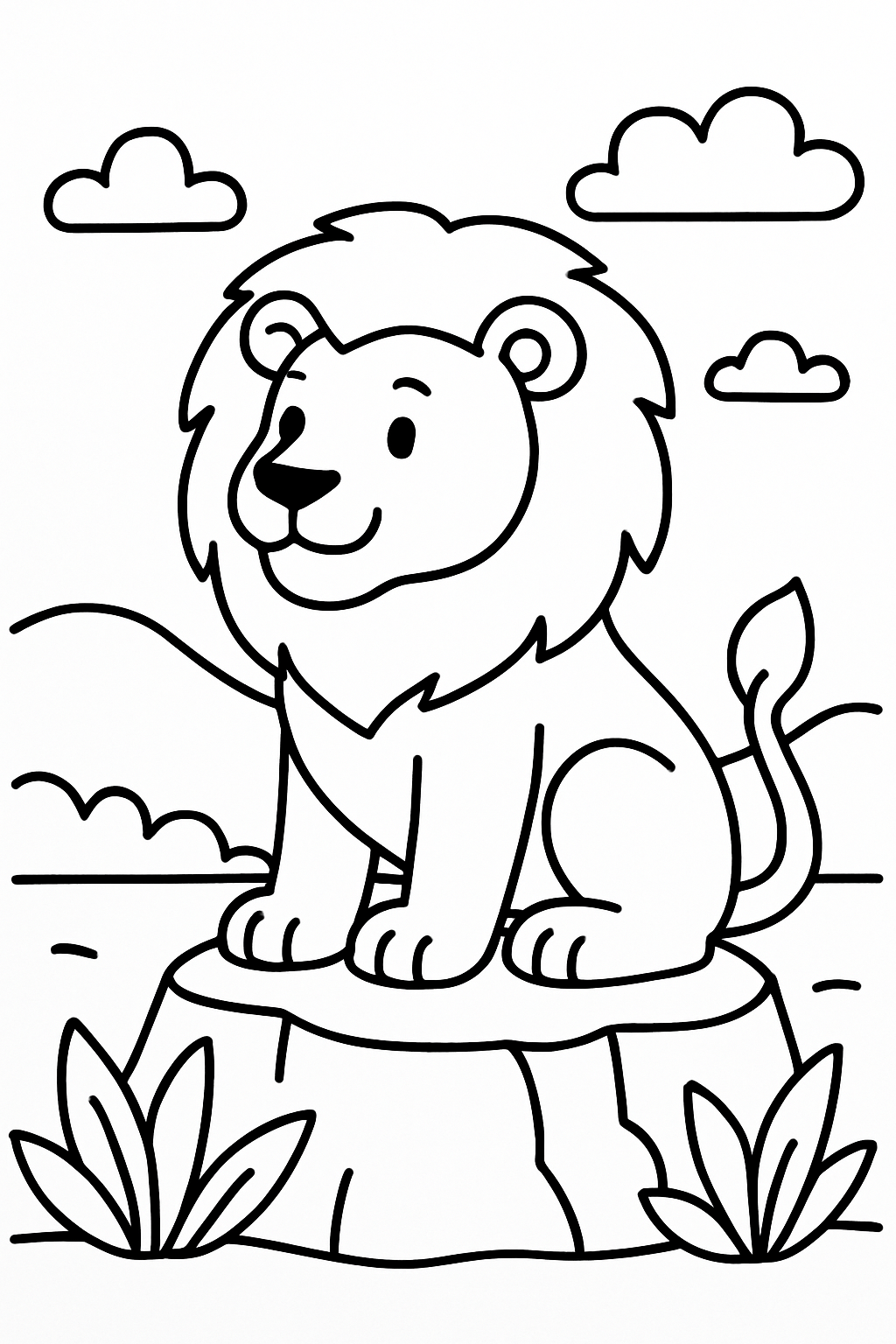 Ein mächtiger Löwe auf einem Felsen.
