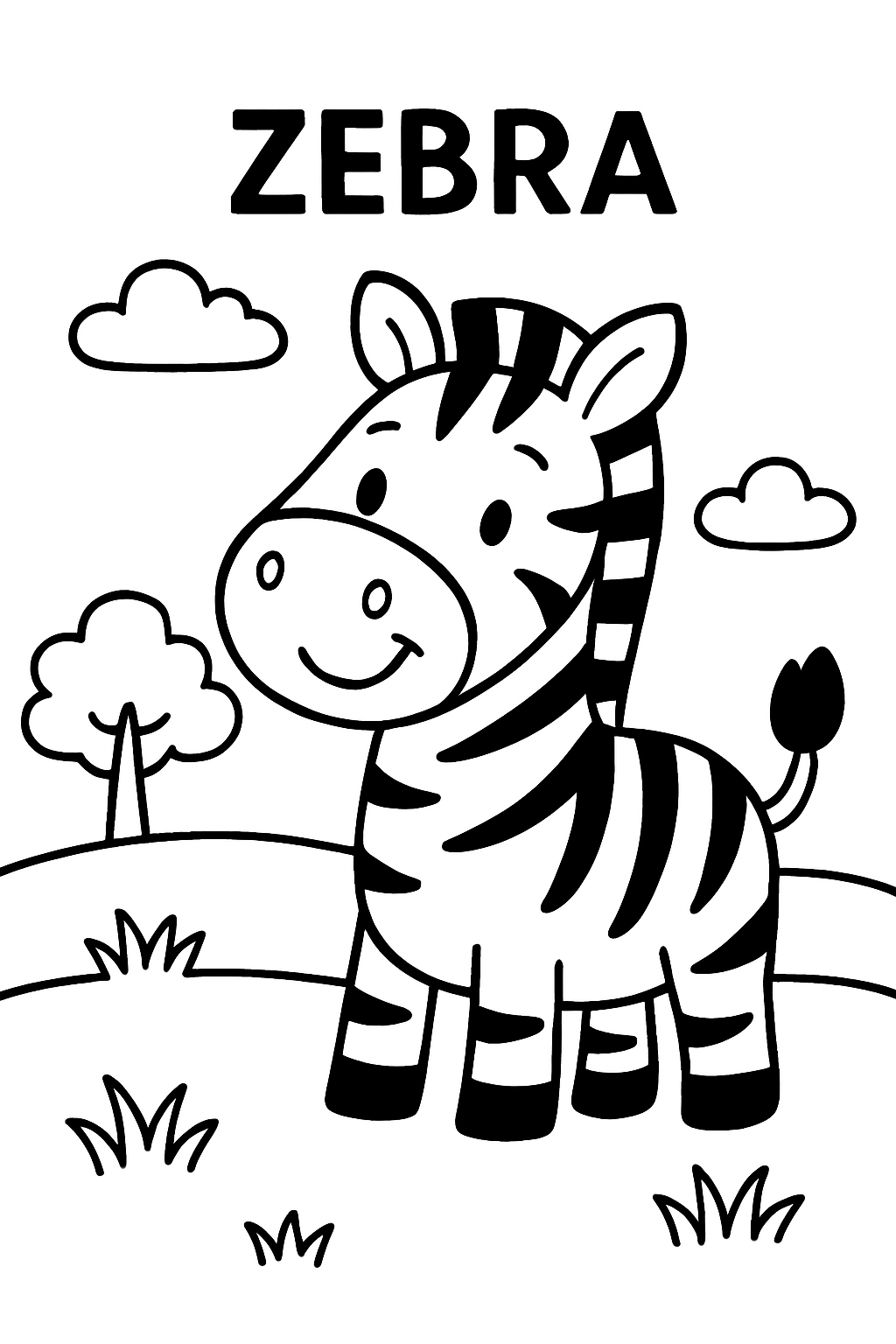 Ein lächelndes Zebra in der Savanne.