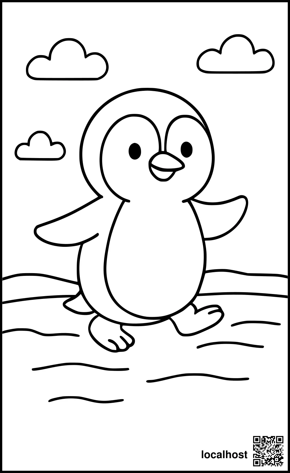 Ein fröhlicher Pinguin auf dem Eis.