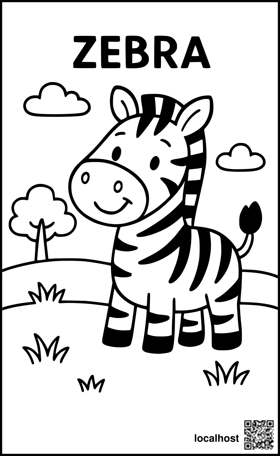 Ein lächelndes Zebra in der Savanne.